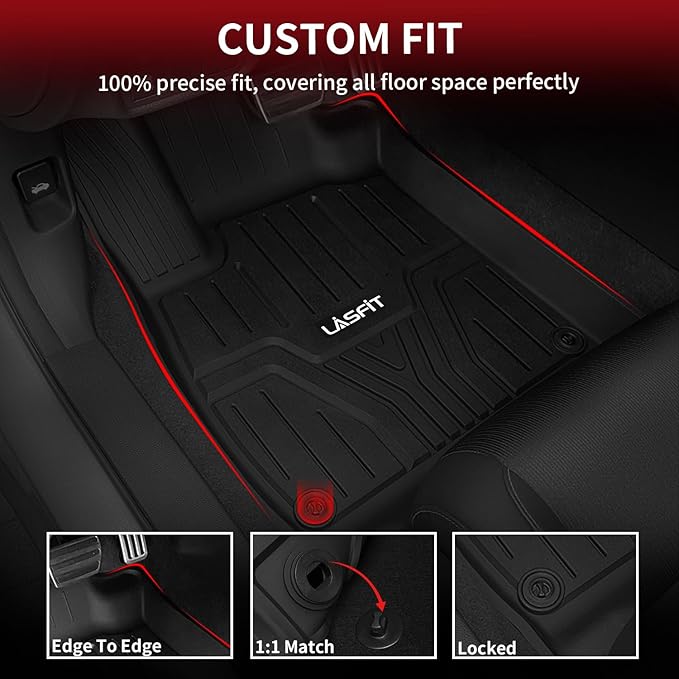 LASFIT Floor Mats & Trunk Mat for 10th Honda Accord Sedan 2018-2022 Gasoline & Hybrid, All Weather TPE Custom Fit Floor Liner, 1st & 2nd Row & Cargo Mat Full Set, Black