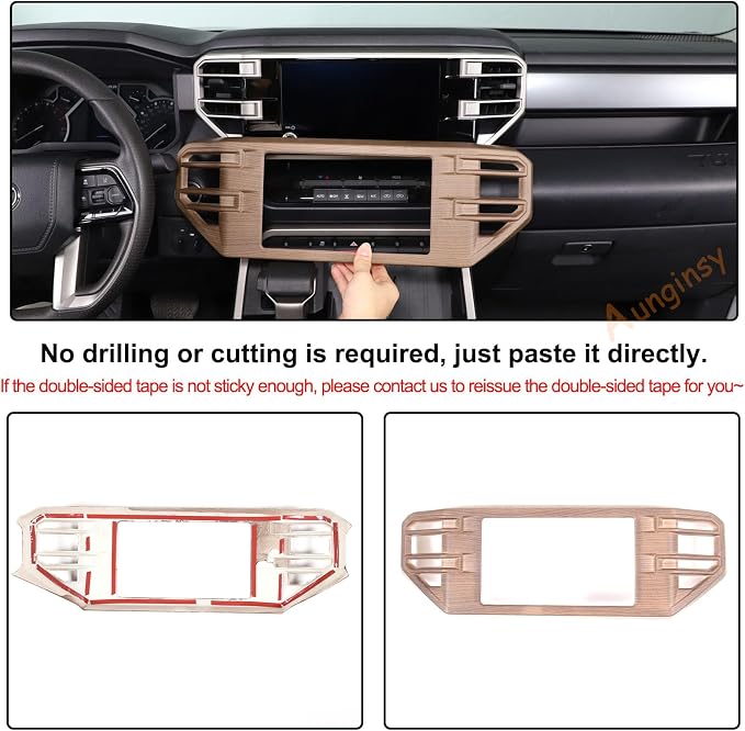 Aunginsy Center Console Air Outlet Trim Cover Compatible with Toyota Tundra/Sequoia 2022-2026, Air Conditioner A/C Vent Panel Large Frame Decorative Cover Protector ABS Accessories, for 8-inch Screen