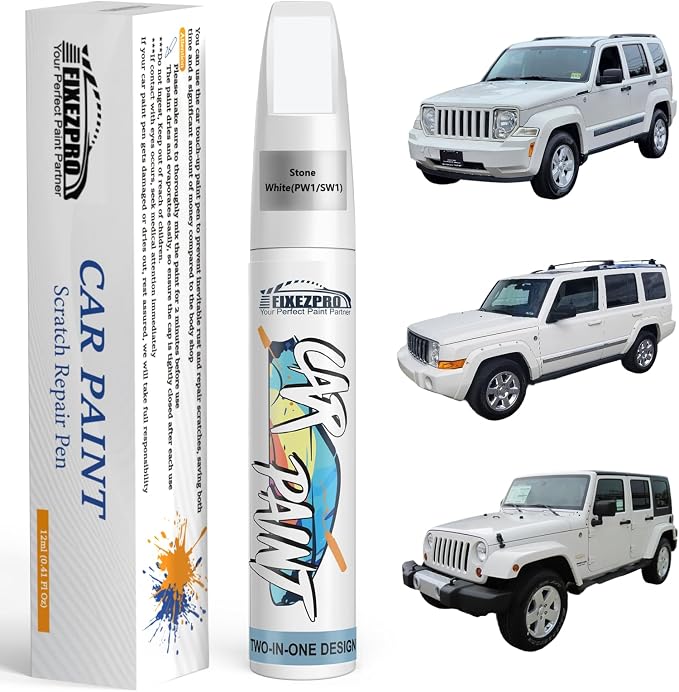 Stone White(PW1/SW1) Touch Up Paint for Jeep, Car Paint Scratch Repair Remover Pen Color Exact Match, Quick and Easy Fix Automotive Chips and Nicks Scuff