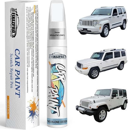 Stone White(PW1/SW1) Touch Up Paint for Jeep, Car Paint Scratch Repair Remover Pen Color Exact Match, Quick and Easy Fix Automotive Chips and Nicks Scuff