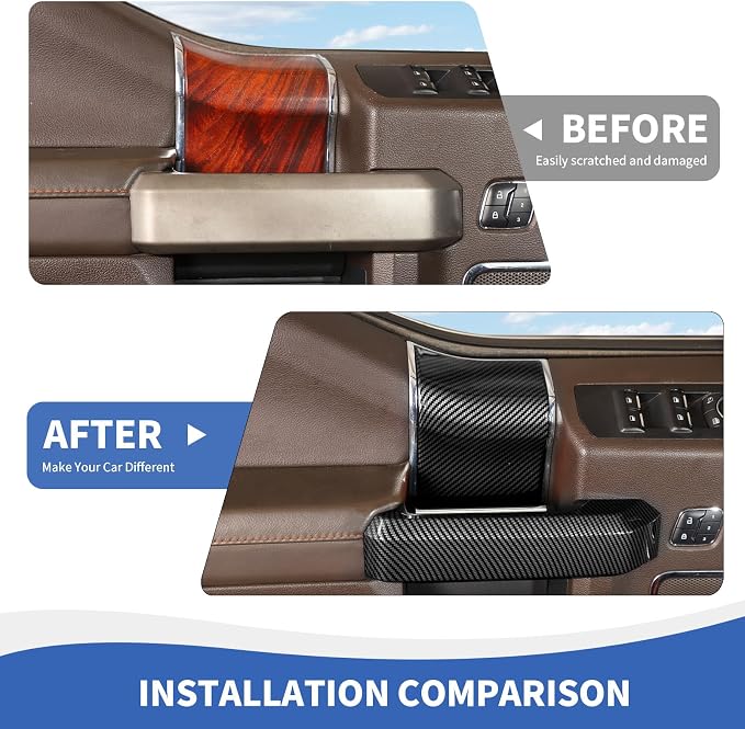 RAZPOY for F150 Inner Door Handles Covers & Door Handle Panel Trim Compatible with 2015-2020 Ford F150 Carbon Fiber Interior Accessories