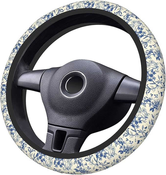 Floral Cute Steering Wheel Cover for Women & Men – Universal 15 Inch Car Accessories, Non-Slip & Stylish Design, Fits Most Cars, SUVs, and Auto