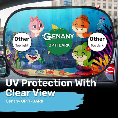 GENANY 2pcs Baby Shark Window Sun Shade for Sedan SUV Truck (21x14 Inches), Sun Shades for Side Window, Accessories for Kids, Baby Window Shades, Summer Car Decor