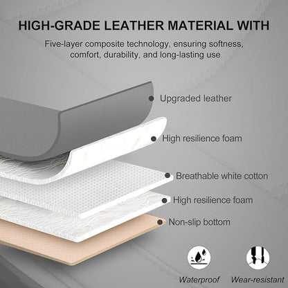 BOPUOVRE Car Seat Cover for Luxury & Comfort - PU Leather, Anti-Slip, Full Wrap Protection with Storage Pocket for Bottom Cushion - Universal Fit for 95% of Vehicles (Gray,2 Piece)