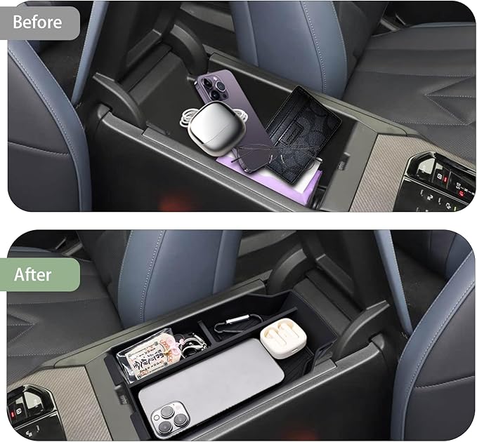 Center Console Organizer Fit For BMW X3 2025 2026 (30 xDrive/M50 xDrive) , ABS Plastic & Anti-Slip Rubber Console Storage Box with Charging Hole, Center Organizer for 2025 2026 BMW X3 Accessories