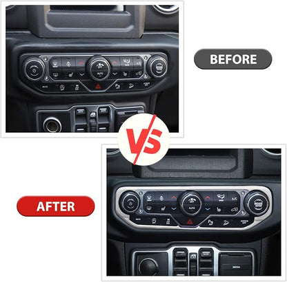 RT-TCZ Air Conditioning Dashboard Center Console Control Trim Panel Cover Interior Accessories Decoration Trim Kit for 2018-2022 Jeep Wrangler JL JLU & Jeep Gladiator JT (White)