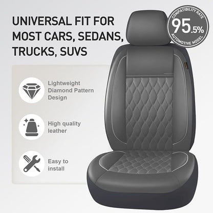 CAROMOP Faux Leather Car Seat Covers Full Set,Luxury and Comfortable Covers for Cars,Split Bench Compatible Car Interior Covers,Universal Fit for Suvs,Vans,Trucks,Airbag Compatible(5-Seat Grey)