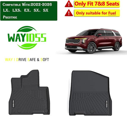 Front Floor Mats for KIA Carnival Gas 2026 2025 2024 2023 2022 (Not Hybrid) TPE All Weather Rubber Liners Waterproof Odorless Anti-Slip Car Front Liners - Fit LX、LXS、EX、SX、SX Prestige for Carnival