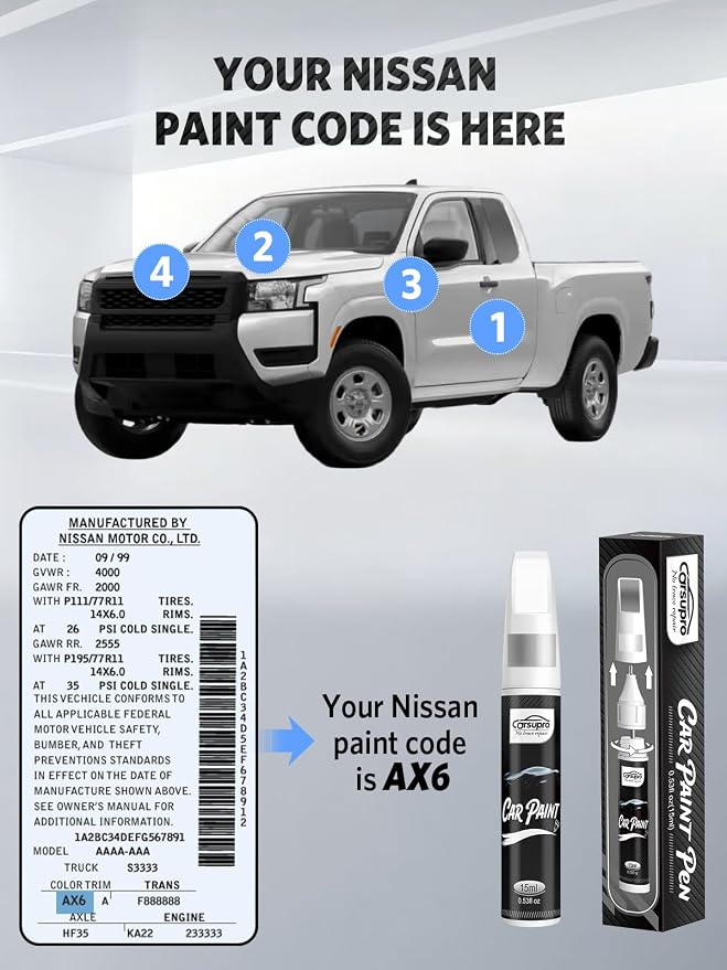 Champagne Silver(KAY) for Nissan Touch Up Paint Pen, 2 in 1 Car Scratch Remover with Pen Tip and Brush, Precise Color Match for Car Paint Scratch Repair, Quickly and Easily Fix Chips and Nicks