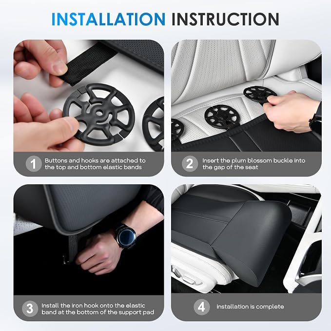 FLORICH Car Seat Extender Leg Support Cushion for Driver Seats Office Chair, Leather Memory Foam Widened seat Cushion for Long Drivers Universal Car Seat Cushion Legs Rest Pads-Light Black