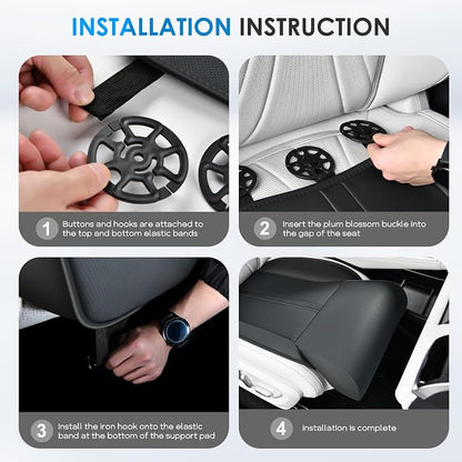 FLORICH Car Seat Extender Leg Support Cushion for Driver Seats Office Chair, Leather Memory Foam Widened seat Cushion for Long Drivers Universal Car Seat Cushion Legs Rest Pads-Light Black