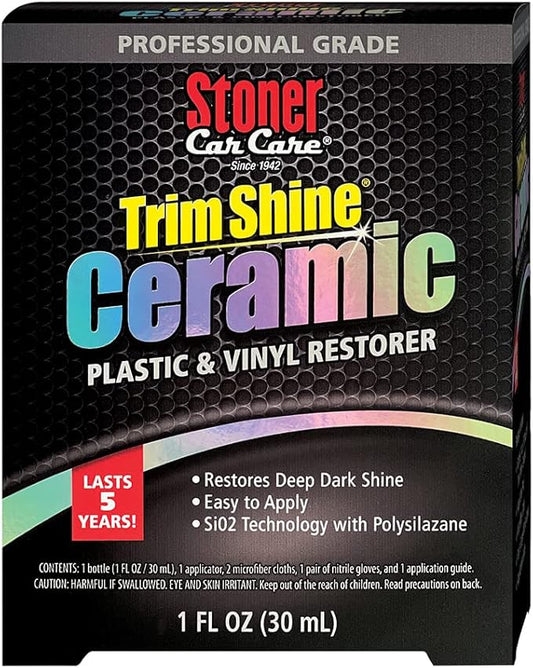 Stoner Car Care 95451 Trim Shine Ceramic Plastic & Vinyl Restorer Kit – Restores Deep Dark Shine with Long Lasting UV Protection, Professional Grade Ceramic Coating, Easy to Apply – 1 fl oz