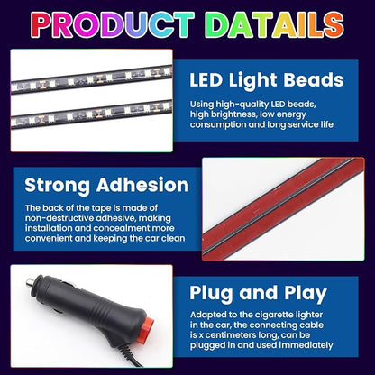 Car LED Strip Lights 2in1 Light Strip Flexible Color Ambient Light for TV, Home, DIY Interior and Exterior Decoration Ice Blue