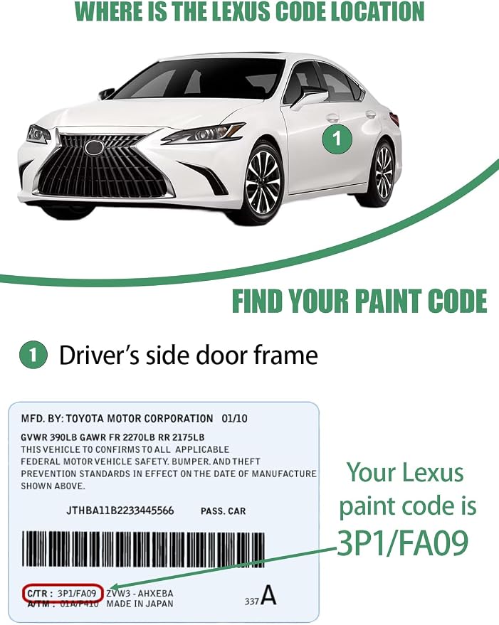 1J4 Silver Lining Metallic Touch Up Paint for Lexus, Color Accurate Car Paint Scratch Repair Pen, Quick & Easy Fix Automotive Chips and Nicks