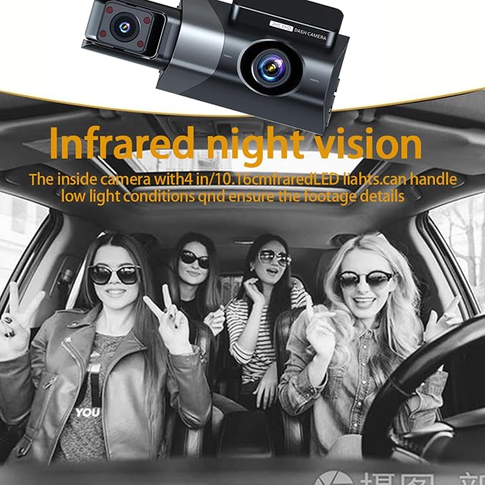 Docooler Dash Cam Front and Rear, 1080P HD Full Dashcams for Cars with DVR, WiFi & App Control, Night Vision, G-Sensor, Infrared, Parking Mode, 24H Loop Recording, 170° Ultra-Wide Angle - Black