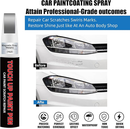 Magnetic Gray Metallic(1G3) Car Touch Up Paint for Toyota 2-in-1 Car Scratch Repair Pen with Fine Tip&Brush, DIY Color-Code Matched Auto Paint for Rock Chips Door Scratches Paint Nicks Bumper Marks