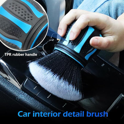 Car Detailing Brush, Ultra Soft Tire Shine Brush with Storage Rack, Interior Cleaning Tool, Universal Beauty Tools for Most Cars (Blue)