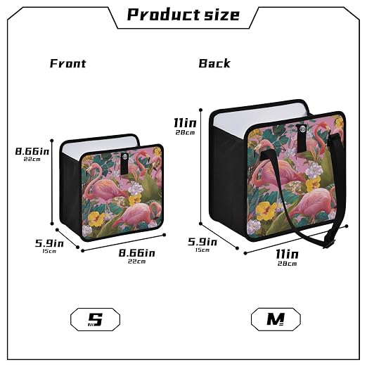Car Trash Can Organizer Bin with Adjustable Strap for Back Front Seat Console Waterproof Leakproof Collapsible Portable 11 Inch Pink Romantic Tropical Flamingo and Plants