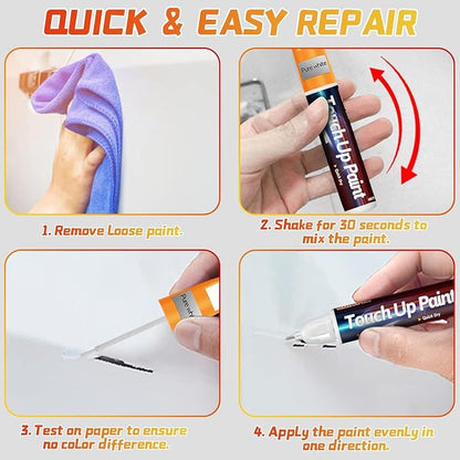 Touch Up Paint Pen for Cars, Car Paint Scratch Repair, 2-In-1 Car Touch Up Paint Fill Paint Pen, Quick & Easy Solution to Repair Minor Automotive Scratches 0.8 fl oz (White)