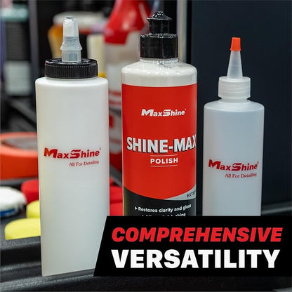 Maxshine 400ml Universal Dispenser Bottle – Self-Cleaning Cap Squeeze Bottle Auto Accessory for Compound, Polish, Wax & Sealant – Chemical-Resistant HDPE, Leak-Proof Easy-Flow Car Detailing