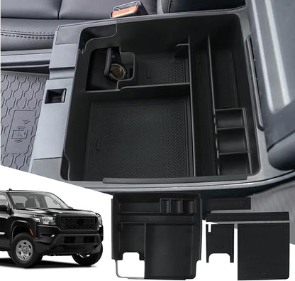 SXCY Console Tray for 2022-2023 Nissan Frontier, Armrest Console Organizer & Storage Box, Black ABS Plastic