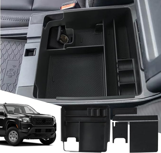 SXCY Console Tray for 2022-2023 Nissan Frontier, Armrest Console Organizer & Storage Box, Black ABS Plastic