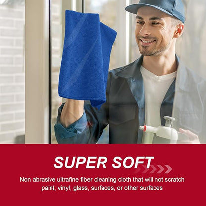 Oudain 200 Pcs Microfiber Cleaning Cloth 16x16 Inch Microfiber Towels for Car Ultra Absorbent Cleaning Rags Reusable Lint Free Streak Free Detailing Towel for Car Washing Drying Dusting (Dark Blue)