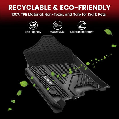 LASFIT Floor Mats 1st Row Only for Ram 1500 2019-2024 Crew Cab and Quad Cab Front Bucket Seat, Not for RAM 1500 Classic, All Weather TPE Custom Fit Car Mats Truck Front Liners, Black