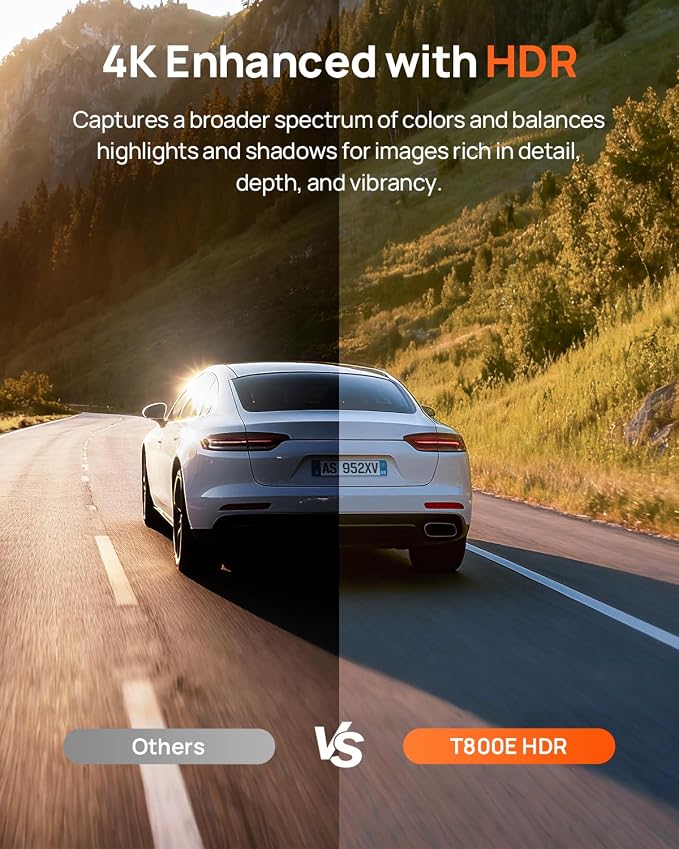 70mai 4K Dash Cam Front and Interior, 4K HDR Dash Camera with F1.55 Aperture, Wi-Fi 6, 24H Parking Surveillance, GPS, Loop Recording, 64GB Card Included, UHD Dashcam for Cars/Taxi/Uber/Lyft
