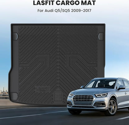 LASFIT Cargo Mat for Audi Q5/SQ5 2009-2017, Custom Fit All-Weather TPE Trunk Mat for Audi Accessories, Waterproof, Easy to Clean, Black