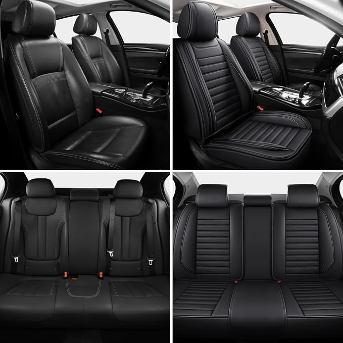 MINGBRON Car Seat Covers,Car Seat Protector Waterproof,Seat Covers Full Set, Car Seat Protectors,Automotive Seat Covers Fit for Most Cars Black