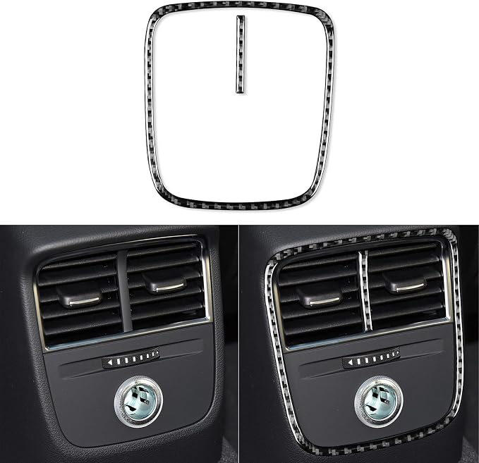 Real Premium Carbon Fiber Sticker Compatible with Audi A3 S3 RS3 8V 2013 2014 2015 2016 2017 2018 2019 Car Rear Center Console air Conditioning Vents Decor Frame Auto Interior Accessories Black