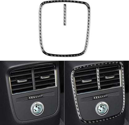 Real Premium Carbon Fiber Sticker Compatible with Audi A3 S3 RS3 8V 2013 2014 2015 2016 2017 2018 2019 Car Rear Center Console air Conditioning Vents Decor Frame Auto Interior Accessories Black