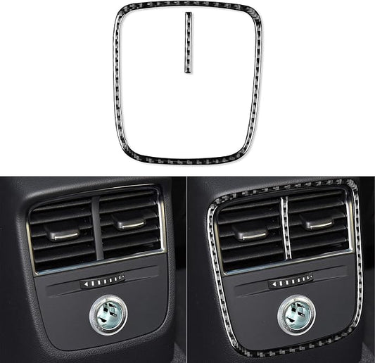 Real Premium Carbon Fiber Sticker Compatible with Audi A3 S3 RS3 8V 2013 2014 2015 2016 2017 2018 2019 Car Rear Center Console air Conditioning Vents Decor Frame Auto Interior Accessories Black