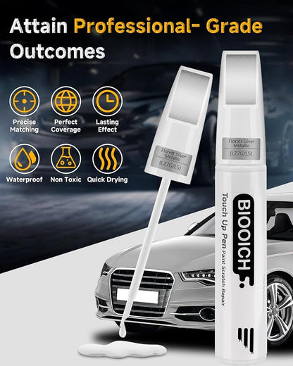 Touch Up Paint Pen Exact Color Match Car Chip and Scratch Repair (for Audi, Florett Silver Metallic(LZ7G/L5))