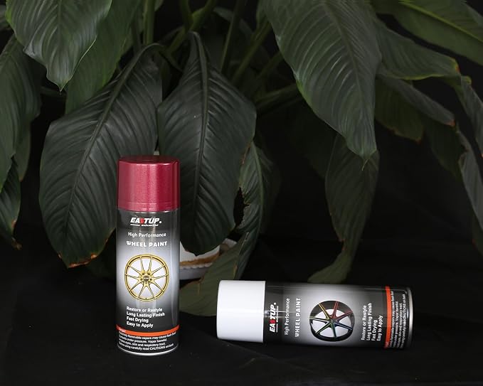 EASTUP Premium Metallic Flash Dark Red Burgundy Acrylic Enamel Wheel Paint - Brilliant Finish, High Durability, Fade-resistant, Quick Drying Rim Coating Spray Paint.