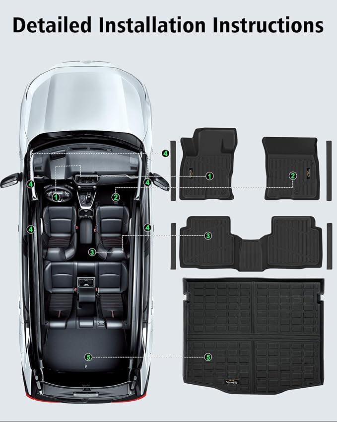Floor Mats & Cargo Liner Custom Fit for Ford Escape Gas 2020-2025 2026 (NOT Fit Hybrid) All Weather TPE Rubber Trunk Mat Anti-Slip Full Set Automotive Floor Liners for Escape 2025 Accessories