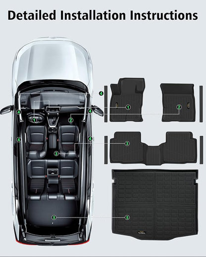 Floor Mats & Cargo Liner Custom Fit for Ford Escape Gas 2020-2025 2026 (NOT Fit Hybrid) All Weather TPE Rubber Trunk Mat Anti-Slip Full Set Automotive Floor Liners for Escape 2025 Accessories