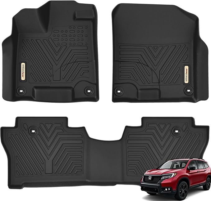 YITAMOTOR Floor Mats Fit for 2019-2025 Honda Passport, Custom Fit TPE Passport Floor Liners 1st & 2nd Row All Weather Protection, Accessories Black