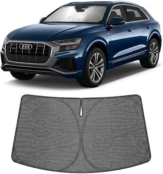 Proadsy Windshield Sun Shade Custom Fit Audi Q8 2019-2026 Ice Crystal Black Front Window Sunshade UV and Heat Blocker Foldable Visor Keeps Car Cooler for Summer Parking and Daily Use