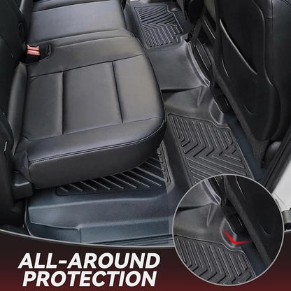 YITAMOTOR Floor Mats Compatible with 2014-2018 Silverado/Sierra 1500, 2015-2019 2500HD/3500HD Crew Cab, with 1st Row Bench Seat, All Weather TPE Custom Fit Silverado Floor Liners 1st & 2nd Row, Black