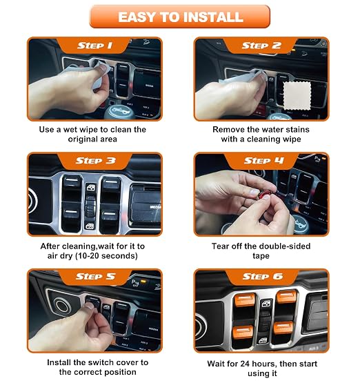 for Jeep 4 PCS Upgrade Metal Window Switch Button Cover Compatible with Jeep Wrangler JL JLU 2026 2025 2024 2023 2022 2021 2020 2019 2018 & Gladiator JT 2020-2026 Interior Accessories (Orange)