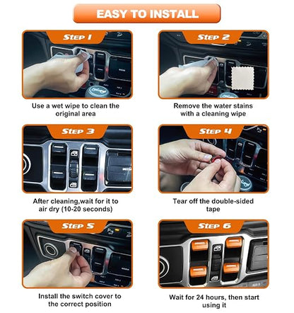 for Jeep 4 PCS Upgrade Metal Window Switch Button Cover Compatible with Jeep Wrangler JL JLU 2026 2025 2024 2023 2022 2021 2020 2019 2018 & Gladiator JT 2020-2026 Interior Accessories (Orange)