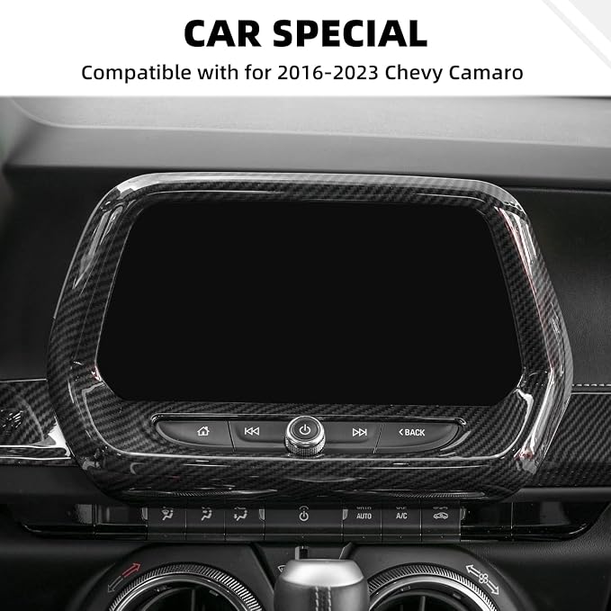6PCS Full Set Interior Trim Kit for 2016-2026 Chevy Camaro SS ZL1 3LT, Center Console Navigation GPS Screen Panel Frame Gear Shift Cover Trim(Carbon Fiber, for 8" Screen)