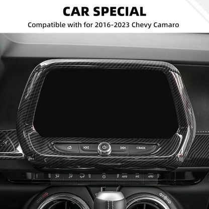 6PCS Full Set Interior Trim Kit for 2016-2026 Chevy Camaro SS ZL1 3LT, Center Console Navigation GPS Screen Panel Frame Gear Shift Cover Trim(Carbon Fiber, for 8" Screen)