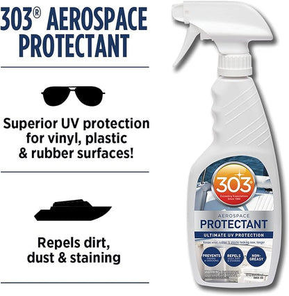 Provides UV protection for marine vinyl and surfaces while helping prevent fading, cracking, and staining.