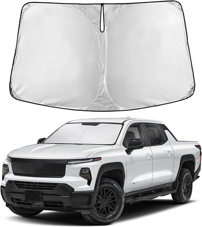 EcoNour Windshield Sunshade Compatible for Chevrolet Silverado EV/GMC Sierra EV 2024 2025 2026, Sun Visor for Front Windshield & Window Sun Shade Cover, UV Heat Blocker & Protector, Car Accessories