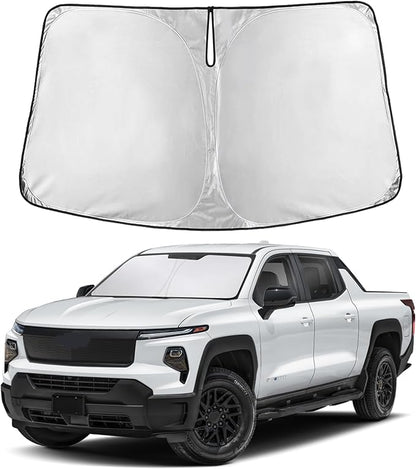 EcoNour Windshield Sunshade Compatible for Chevrolet Silverado EV/GMC Sierra EV 2024 2025 2026, Sun Visor for Front Windshield & Window Sun Shade Cover, UV Heat Blocker & Protector, Car Accessories