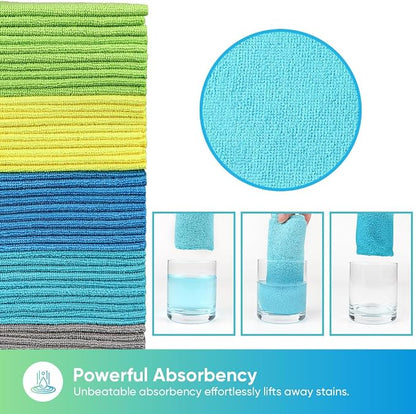 HOMEXCEL Microfiber Cleaning Cloths, 100 Pack Microfiber Towels for Cars, Lint & Scratch-Free Bulk Cleaning Rags for House, Kitchen, Car and Shop, Multicolor Absorbent Cleaning Towels 11.5 x 11.5 inch