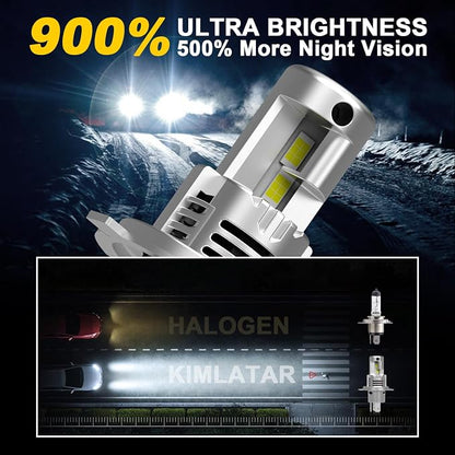 H4 Light Bulbs Hi/Low Beam,Super Bright Upgraded 900% 50000LM Brightness,1:1 Halogen Mini Size, 10-Year Lifespan, Plug and Play, H4/9003 Fog Bulbs,Pack of 2